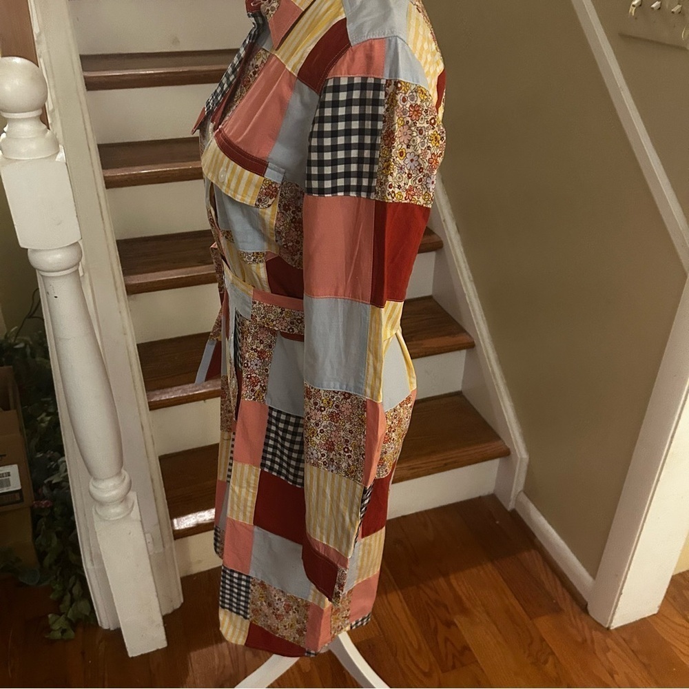 Lands' End Patchwork Shirt Dress Belted 100% Cotton Pockets S Boho Cottagecore - Picture 5 of 16